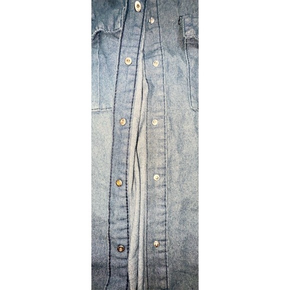 Kroix Women's snap front Long‎ Denim Dress Blue western Y2K L/S Large chambray - Picture 8 of 10